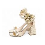 Sandália Ouro Light com Salto Grosso e Flor Removível - Imagem 5