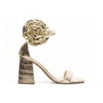 Sandália Ouro Light com Salto Grosso e Flor Removível - Imagem 7