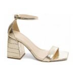 Sandália Ouro Light com Salto Grosso e Flor Removível - Imagem 2