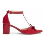 Scarpin Vermelho Verniz com Laço e Salto Grosso Confortável - Imagem 5