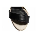 Sandália Feminina em Napa Preto com Verniz Ouro Light, Meia Pata e Salto Bloco de 11 cm - Imagem 6