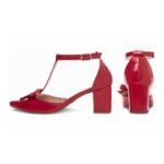 Scarpin Vermelho Verniz com Laço e Salto Grosso Confortável - Imagem 2