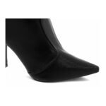 Bota Bico Fino Preta Feminina com Salto 9cm, Zíper e Detalhes Prata - Imagem 7