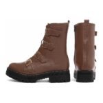 Bota Coturno em Couro Marrom com Sola Tratorada