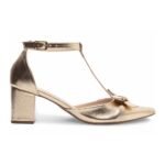Scarpin Dourado Feminino Salto Grosso 6,5cm Confortável e Elegante - Imagem 5