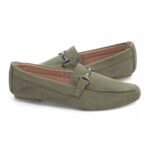 Sapatilha Mocassim Em Camurça Verde com Bridão Grafite e Solado Antiderrapante - Imagem 6