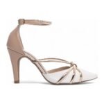 Scarpin Branco e Rosê com Salto Fino 9cm e Fivela Dourada - Imagem 5