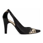 Scarpin Preto com Salto Fino 9cm e Detalhe Metalizado Ouro - Imagem 5