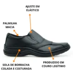 Sapato Masculino de Couro Legítimo de Boi Comfort Ortopédico leve Macio Elástico - Imagem 2