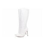 Bota Feminina Branca Salto Alto 12cm em Napa com Zíper e Matelassê - Imagem 2