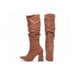 Bota Feminina Caramelo Bico Fino com Salto Alto 9cm Confortável
