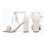 Sandália Com Laço e Salto Alto Confortável Off White - Imagem 2
