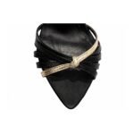 Sandália Preta com Detalhes Ouro Light e Salto Fino 9cm - Imagem 6