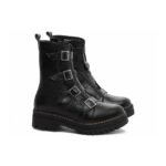 Bota Coturno Feminina Couro Preto com Sola Tratorada e Zíper - Imagem 3