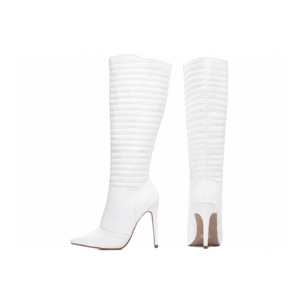 Bota Feminina Branca com Salto Alto – Elegância que transforma qualquer look